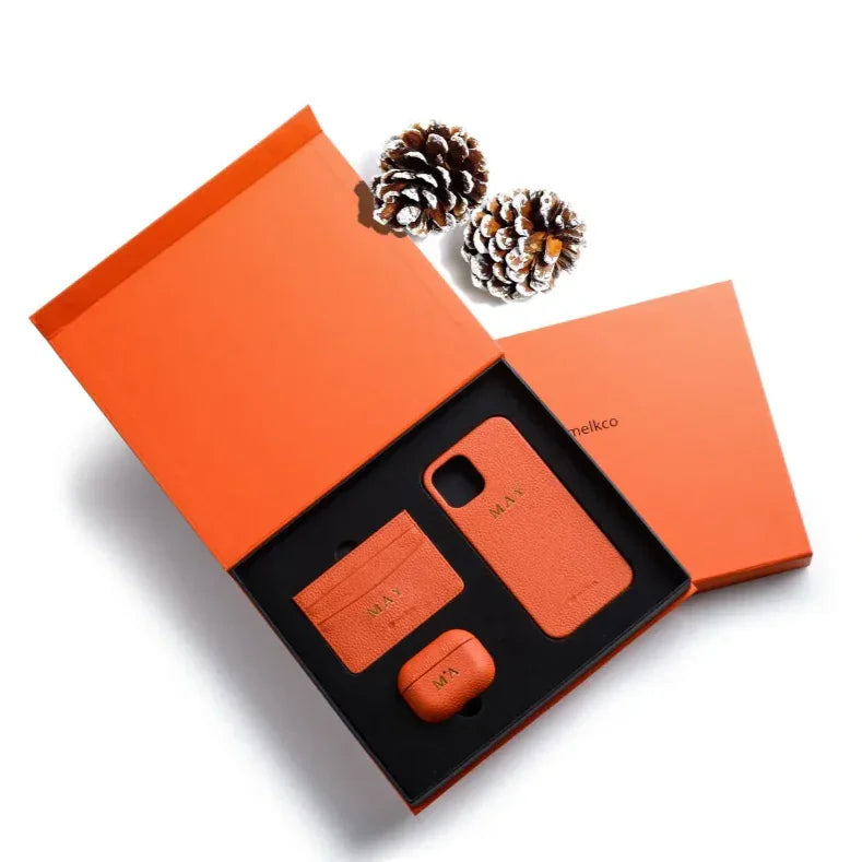 Melkco Premium Leather Gift Set - Orange - Tashqila Melkco Premium Leather Gift Set - Orange - Tashqila
